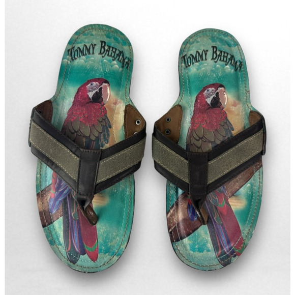 Tommy Bahama Other - Tommy Bahama Samoa Parrot Beach Vibes Leather Sandals Men's Size 8 M Flip Flops